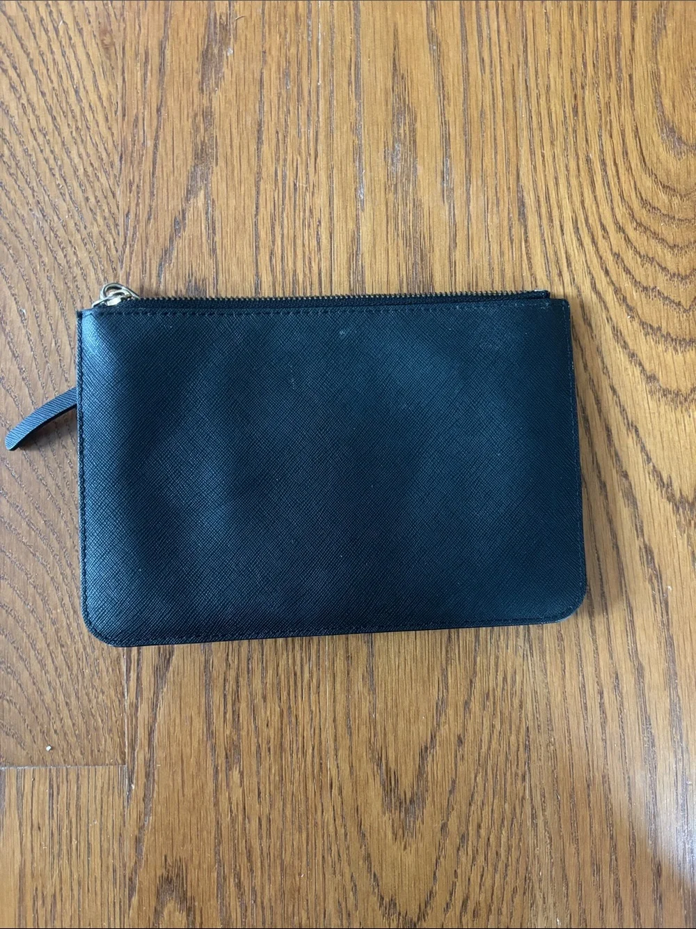 kate spade Black Saffiano Leather Wristlet Clutch with Gold Hardware